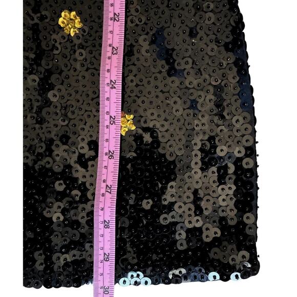 Beaded Sequin Womens Mini Dress Bodycon Party Cocktail Evening S/M Black Gold - Picture 8 of 10